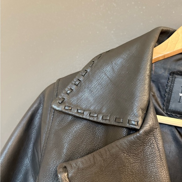 WHET BLU New York size 8 EUC/MINT lightly lined Lux leather belted side zip moto - Picture 5 of 16